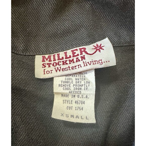 Vintage Miller Stockman Womens Black Denim Jacket Tuxedo Tails Sz XS 100% Cotton - Picture 2 of 6